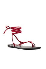 The Row Flat Knot Sandal Two in Red, view 2, click to view large image.