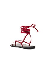 The Row Flat Knot Sandal Two in Red, view 3, click to view large image.