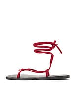 The Row Flat Knot Sandal Two in Red, view 5, click to view large image.