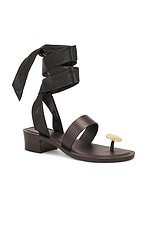 The Row Band Sandal in Espresso, Dark Brown, & Brass, view 2, click to view large image.