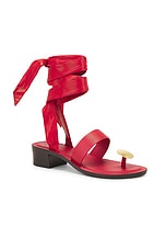 The Row Band Sandal in Gogi, Red, & Brass, view 2, click to view large image.