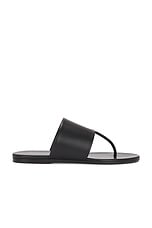 The Row Signum Flat Sandal in Black, view 1, click to view large image.