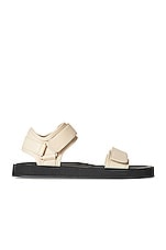 The Row Hook and Loop II Sandals in Oatmilk, view 1, click to view large image.