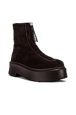 The Row Zipped Boots in Dark Brown, view 2, click to view large image.