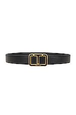 TOM FORD Shiny Grain Goat Enamel Scored T Belt in Black, view 1, click to view large image.