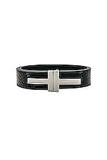 TOM FORD Double T Belt 30 Mm in Black, view 3, click to view large image.