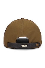 TOM FORD Canvas &amp; Leather Cap in Olive Brown, view 2, click to view large image.