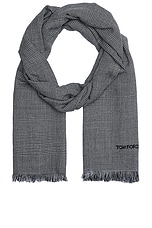 TOM FORD Day Scarf in Black & Off White, view 1, click to view large image.