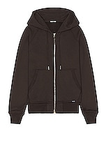 TOM FORD Hooded Zip Up in Dark Chocolate, view 1, click to view large image.