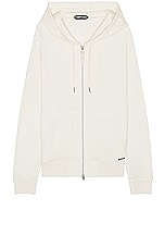 TOM FORD Lightweight Lounge Zip Hoodie in Ivory, view 1, click to view large image.