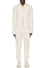 TOM FORD Lightweight Lounge Zip Hoodie in Ivory, view 5, click to view large image.