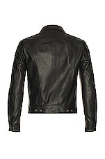 TOM FORD Soft Grain Leather Zip Jean Jacket in Black, view 2, click to view large image.