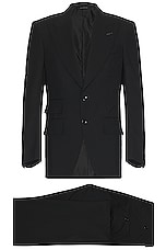 TOM FORD Atticus Plain Weave Suit in Black, view 1, click to view large image.