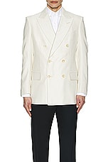 TOM FORD Silk Cotton Cannete Atticus Double Breasted Jacket in Ivory, view 4, click to view large image.