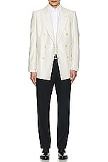 TOM FORD Silk Cotton Cannete Atticus Double Breasted Jacket in Ivory, view 5, click to view large image.