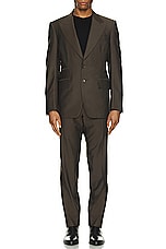 TOM FORD Yarn Dyed Mikado Shelton Suit in Green Wood, view 6, click to view large image.