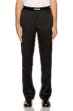 TOM FORD Silk Pajama Pants Wide Leg in Black, view 3, click to view large image.