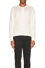 TOM FORD Long Sleeve Henley T-Shirt in White, view 3, click to view large image.
