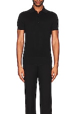 TOM FORD Silk Cotton Piquet Polo Ss Polo in Black, view 3, click to view large image.