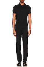 TOM FORD Silk Cotton Piquet Polo Ss Polo in Black, view 4, click to view large image.