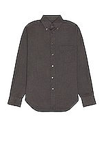 TOM FORD Viscose Sharkskin Fluid Fit Leisure Shirt in Graphite, view 1, click to view large image.