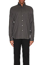 TOM FORD Viscose Sharkskin Fluid Fit Leisure Shirt in Graphite, view 3, click to view large image.