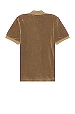 TOM FORD Towelling Ss Polo in Olive, view 2, click to view large image.