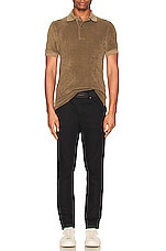 TOM FORD Towelling Ss Polo in Olive, view 4, click to view large image.