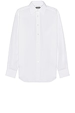 TOM FORD Fluid Silk Parachute Fluid Fit Shirt in Optical White, view 1, click to view large image.