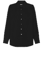 TOM FORD Fluid Silk Parachute Fluid Fit Shirt in Black, view 1, click to view large image.