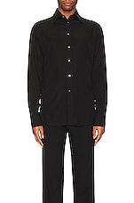 TOM FORD Fluid Silk Parachute Fluid Fit Shirt in Black, view 3, click to view large image.