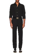 TOM FORD Fluid Silk Parachute Fluid Fit Shirt in Black, view 4, click to view large image.