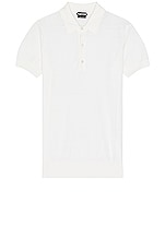 TOM FORD Piquet Short Sleeve Polo In Chalk in Chalk, view 1, click to view large image.