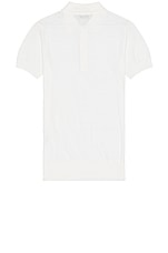 TOM FORD Piquet Short Sleeve Polo In Chalk in Chalk, view 2, click to view large image.