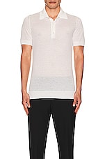 TOM FORD Piquet Short Sleeve Polo In Chalk in Chalk, view 3, click to view large image.