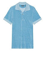 TOM FORD Towelling Polo in Aqua, view 1, click to view large image.
