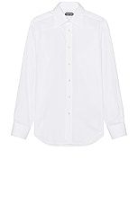TOM FORD Cotton Silk Serge Fluid Fit Shirt in Optical White, view 1, click to view large image.