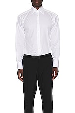 TOM FORD Cotton Silk Serge Fluid Fit Shirt in Optical White, view 3, click to view large image.