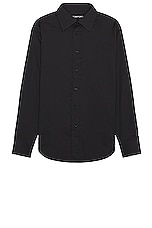 TOM FORD Cotton Silk Serge Fluid Fit Shirt in Black, view 1, click to view large image.