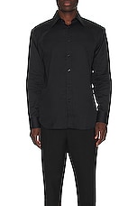 TOM FORD Cotton Silk Serge Fluid Fit Shirt in Black, view 3, click to view large image.