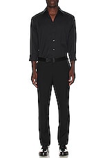 TOM FORD Cotton Silk Serge Fluid Fit Shirt in Black, view 4, click to view large image.