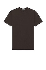 TOM FORD Lyocell Cotton Short Sleeve Tee in Dark Chocolate, view 1, click to view large image.