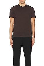 TOM FORD Lyocell Cotton Short Sleeve Tee in Dark Chocolate, view 3, click to view large image.