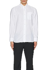 TOM FORD Washed Stretch Oxford Slim Fit Leisure Shirt in White, view 3, click to view large image.