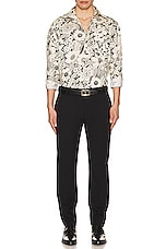 TOM FORD Linear Floral Print Fluid Fit Leisure Shirt in Combo White & Black, view 4, click to view large image.