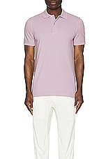 TOM FORD Tennis Piquet Polo in Light Lavender, view 4, click to view large image.