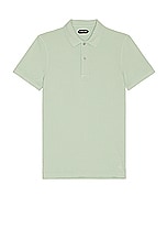 TOM FORD Tennis Piquet Polo in Pale Mint, view 1, click to view large image.