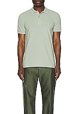 TOM FORD Tennis Piquet Polo in Pale Mint, view 4, click to view large image.