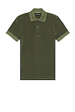 TOM FORD Towelling Polo in Pale Army, view 1, click to view large image.
