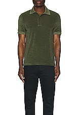 TOM FORD Towelling Polo in Pale Army, view 4, click to view large image.